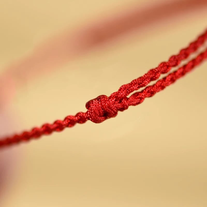 Bransoletka z Buddha Stones , koralików z cynobru, drewna brzoskwiniowego, sznurka błogosławieństwa