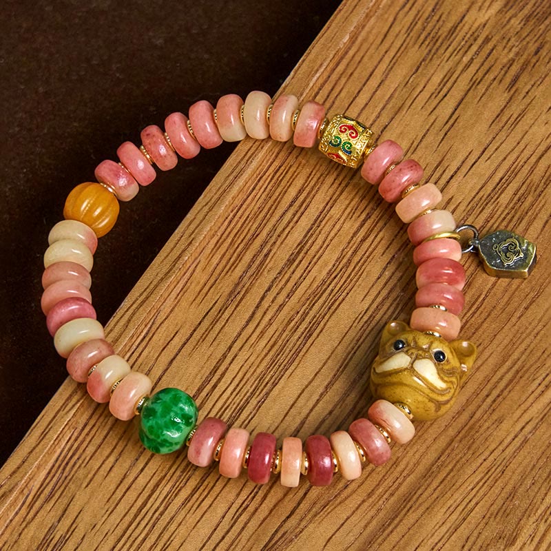 Buddha Stones Naturalne Tybetańskie Wielbłądzie Kość Fioletowe Koraliki Krwi Mops Bransoletka Szczęścia