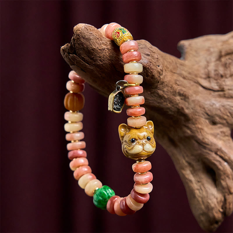 Buddha Stones Naturalne Tybetańskie Wielbłądzie Kość Fioletowe Koraliki Krwi Mops Bransoletka Szczęścia