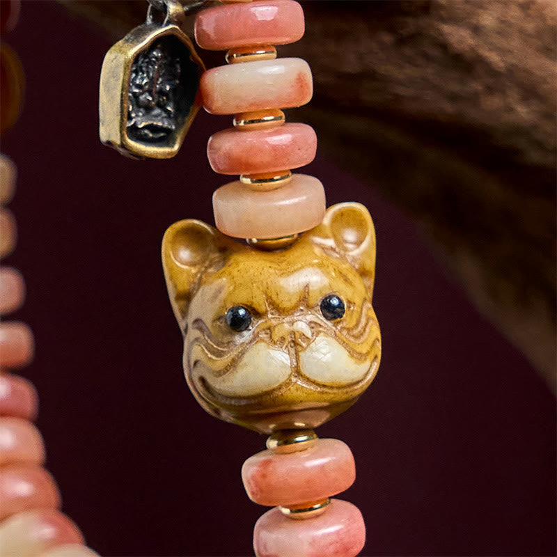 Buddha Stones Naturalne Tybetańskie Wielbłądzie Kość Fioletowe Koraliki Krwi Mops Bransoletka Szczęścia