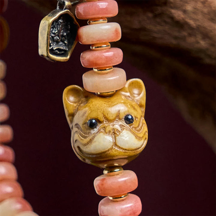 Buddha Stones Naturalne Tybetańskie Wielbłądzie Kość Fioletowe Koraliki Krwi Mops Bransoletka Szczęścia