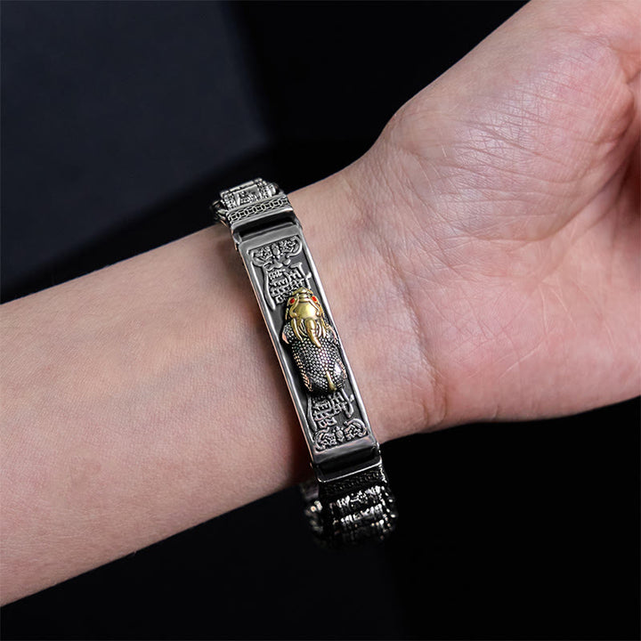 Buddha Stones Tybetańska Miedziana Klamra Koło Modlitewne Sutra Serca Pi Xiu Bransoletka Metalowa