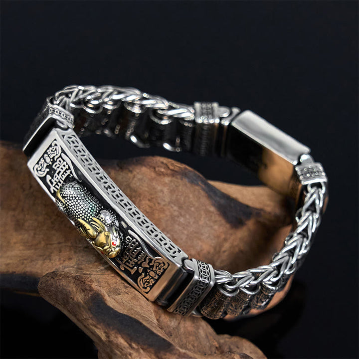 Buddha Stones Tybetańska Miedziana Klamra Koło Modlitewne Sutra Serca Pi Xiu Bransoletka Metalowa