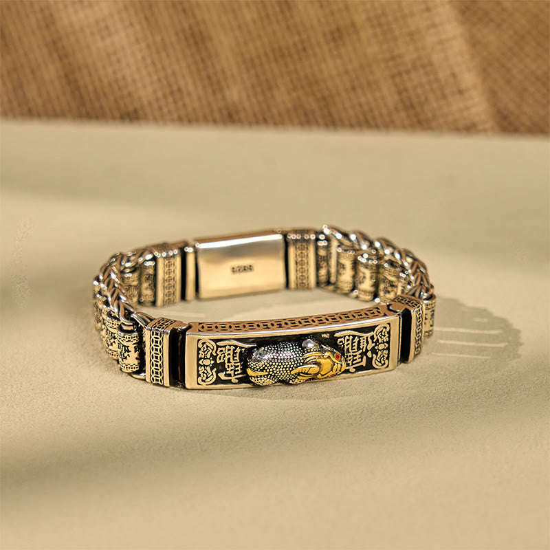 Buddha Stones Tybetańska Miedziana Klamra Koło Modlitewne Sutra Serca Pi Xiu Bransoletka Metalowa