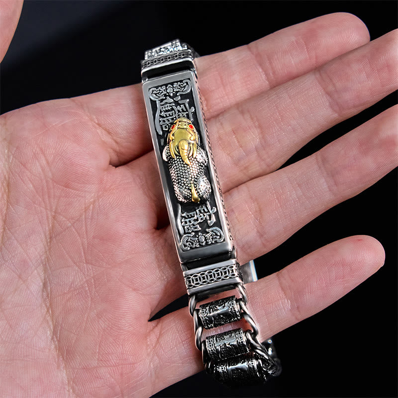 Buddha Stones Tybetańska Miedziana Klamra Koło Modlitewne Sutra Serca Pi Xiu Bransoletka Metalowa