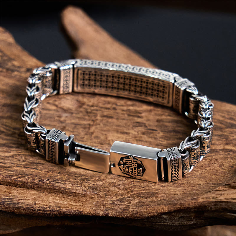 Buddha Stones Tybetańska Miedziana Klamra Koło Modlitewne Sutra Serca Pi Xiu Bransoletka Metalowa