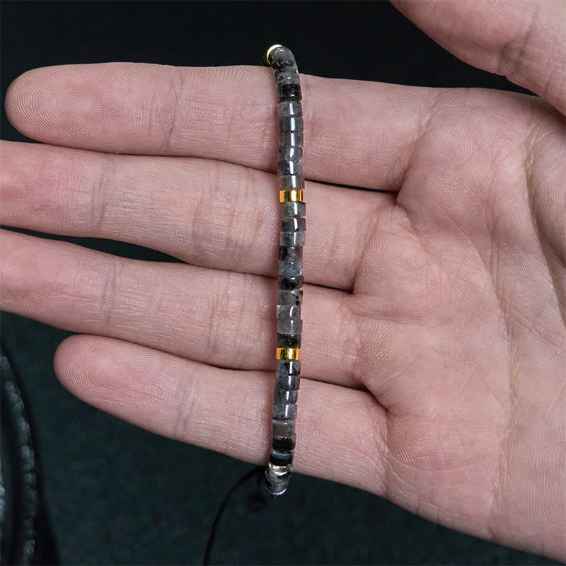 Bransoletka z koralików dystansowych Buddha Stones Natural Black Glitter Stone Courage