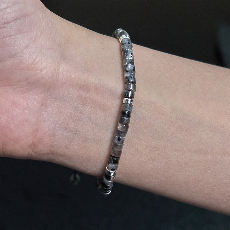 Bransoletka z koralików dystansowych Buddha Stones Natural Black Glitter Stone Courage