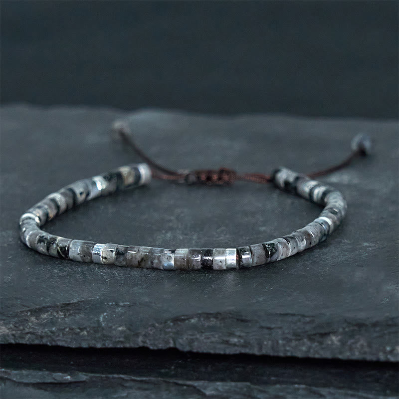 Bransoletka z koralików dystansowych Buddha Stones Natural Black Glitter Stone Courage