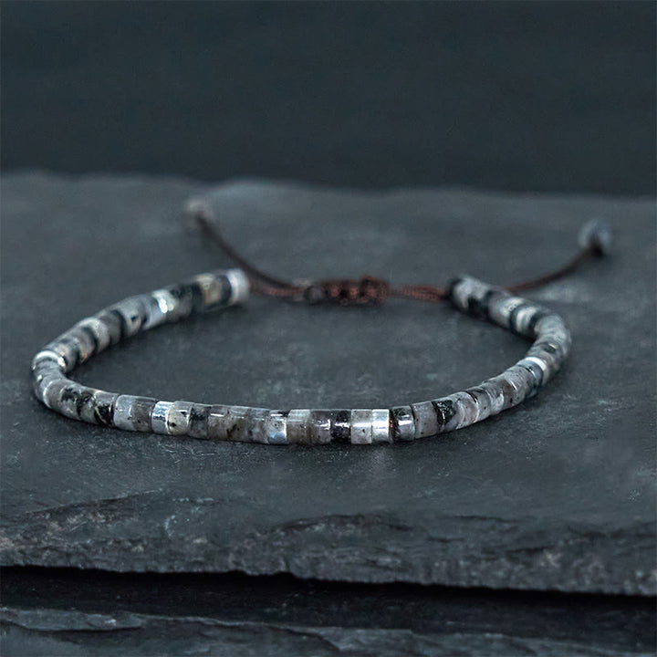 Bransoletka z koralików dystansowych Buddha Stones Natural Black Glitter Stone Courage