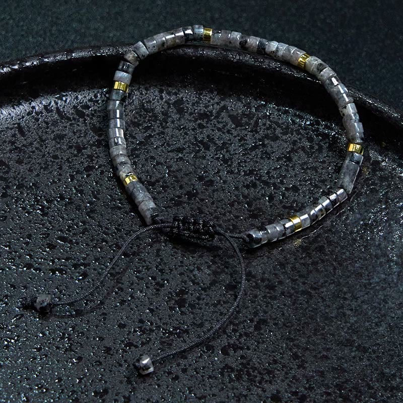 Bransoletka z koralików dystansowych Buddha Stones Natural Black Glitter Stone Courage