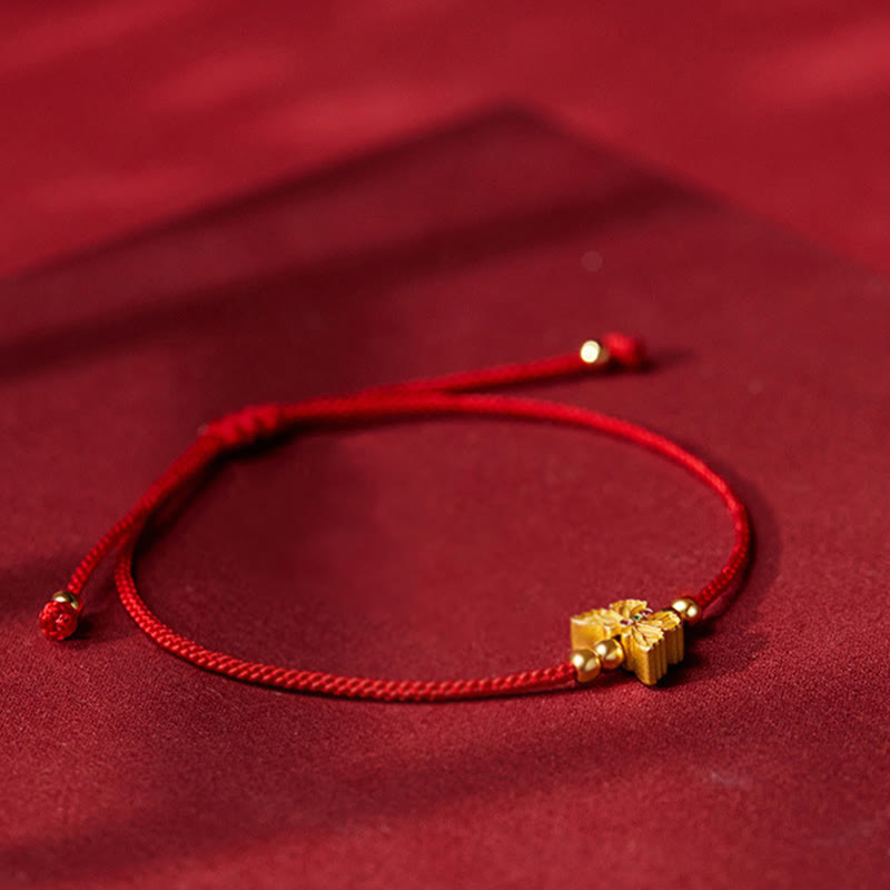 Buddha Stones Bransoletka ze srebra próby 999 z motylem i czerwonym sznurkiem - image 1