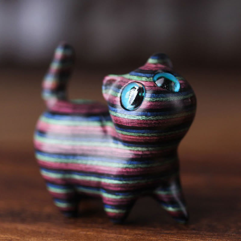 Buddha Stones Kolorowe Drzewo Sandałowe Rzeźbione Głowa Kota Uzdrawiająca Dekoracja - image 2