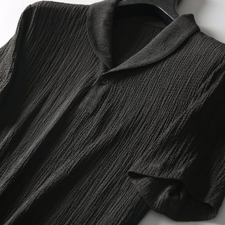 Buddha Stones 2 szt. Jednolity kolor, marszczenie, dekolt w serek, krótki rękaw, koszulka, spodnie, odzież męska - image 3