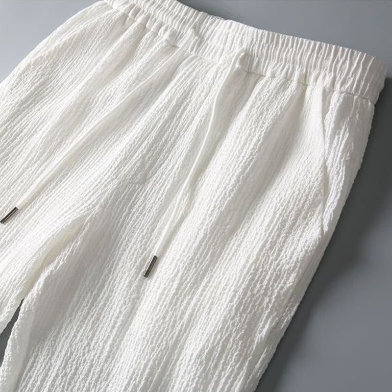 Buddha Stones 2 szt. Jednolity kolor, marszczenie, dekolt w serek, krótki rękaw, koszulka, spodnie, odzież męska - image 16