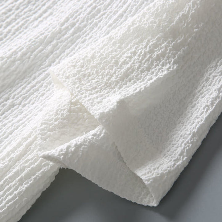 Buddha Stones 2 szt. Jednolity kolor, marszczenie, dekolt w serek, krótki rękaw, koszulka, spodnie, odzież męska - image 14