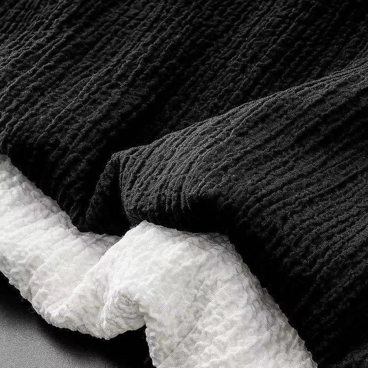 Buddha Stones 2 szt. Jednolity kolor, marszczenie, dekolt w serek, krótki rękaw, koszulka, spodnie, odzież męska - image 6