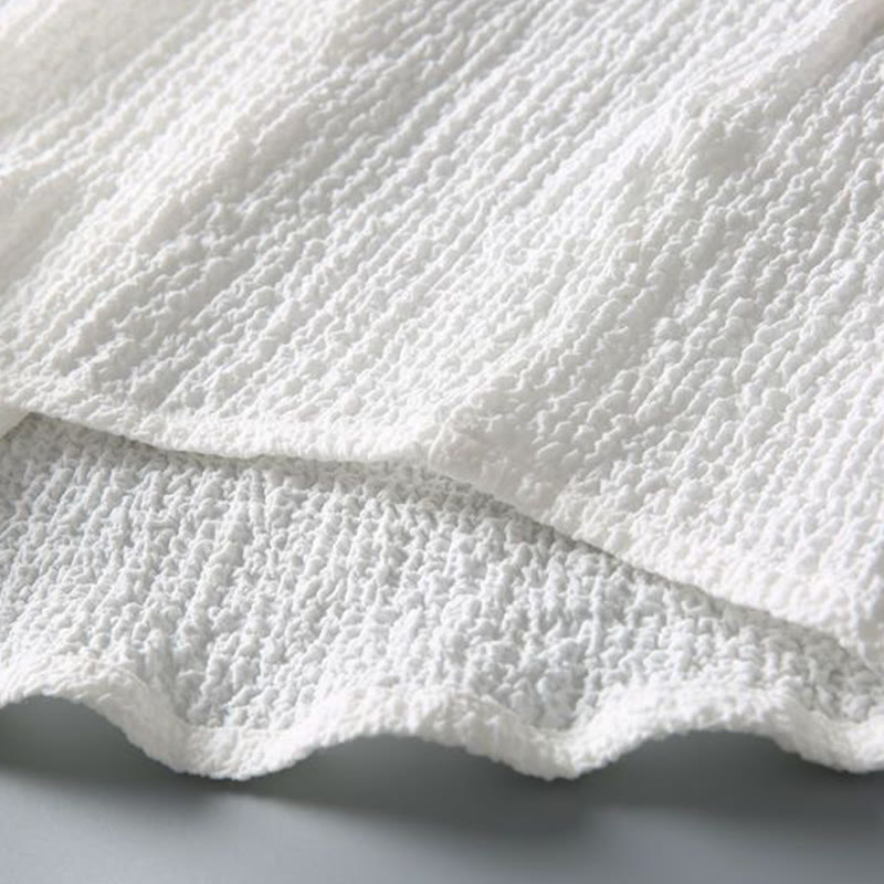 Buddha Stones 2 szt. Jednolity kolor, marszczenie, dekolt w serek, krótki rękaw, koszulka, spodnie, odzież męska - image 15