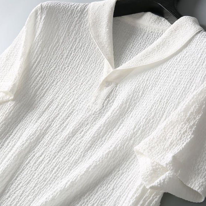 Buddha Stones 2 szt. Jednolity kolor, marszczenie, dekolt w serek, krótki rękaw, koszulka, spodnie, odzież męska - image 11