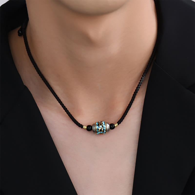 Buddha Stones Tybet Om Mani Padme Hum Dzi Koralik Wzór Ochrona Obrotowy Naszyjnik Wisiorek - image 11