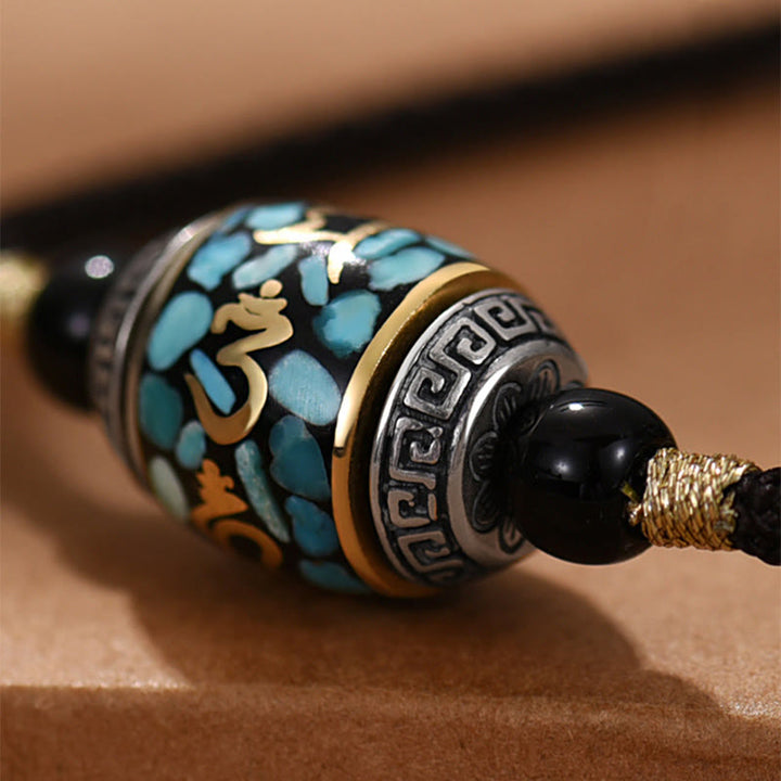 Buddha Stones Tybet Om Mani Padme Hum Dzi Koralik Wzór Ochrona Obrotowy Naszyjnik Wisiorek - image 4