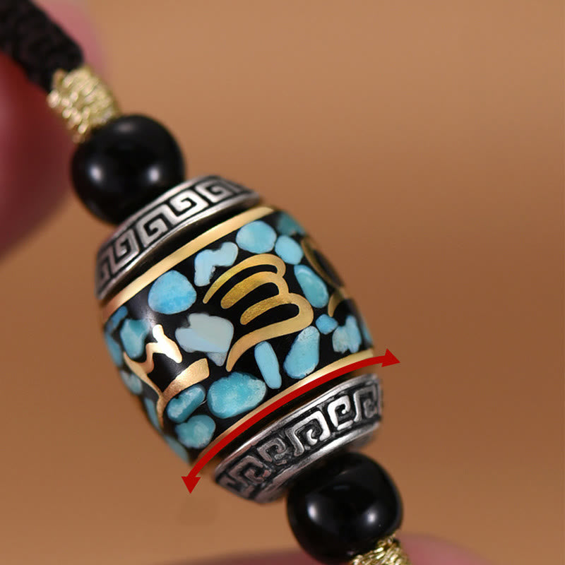 Buddha Stones Tybet Om Mani Padme Hum Dzi Koralik Wzór Ochrona Obrotowy Naszyjnik Wisiorek - image 9