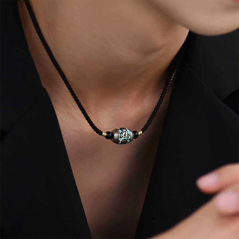 Buddha Stones Tybet Om Mani Padme Hum Dzi Koralik Wzór Ochrona Obrotowy Naszyjnik Wisiorek - image 5