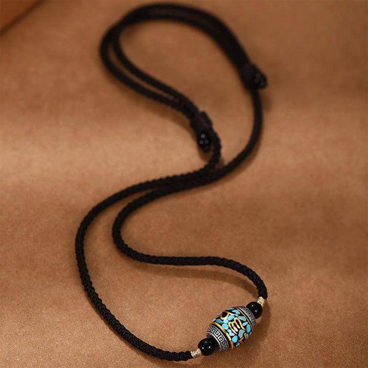 Buddha Stones Tybet Om Mani Padme Hum Dzi Koralik Wzór Ochrona Obrotowy Naszyjnik Wisiorek - image 3