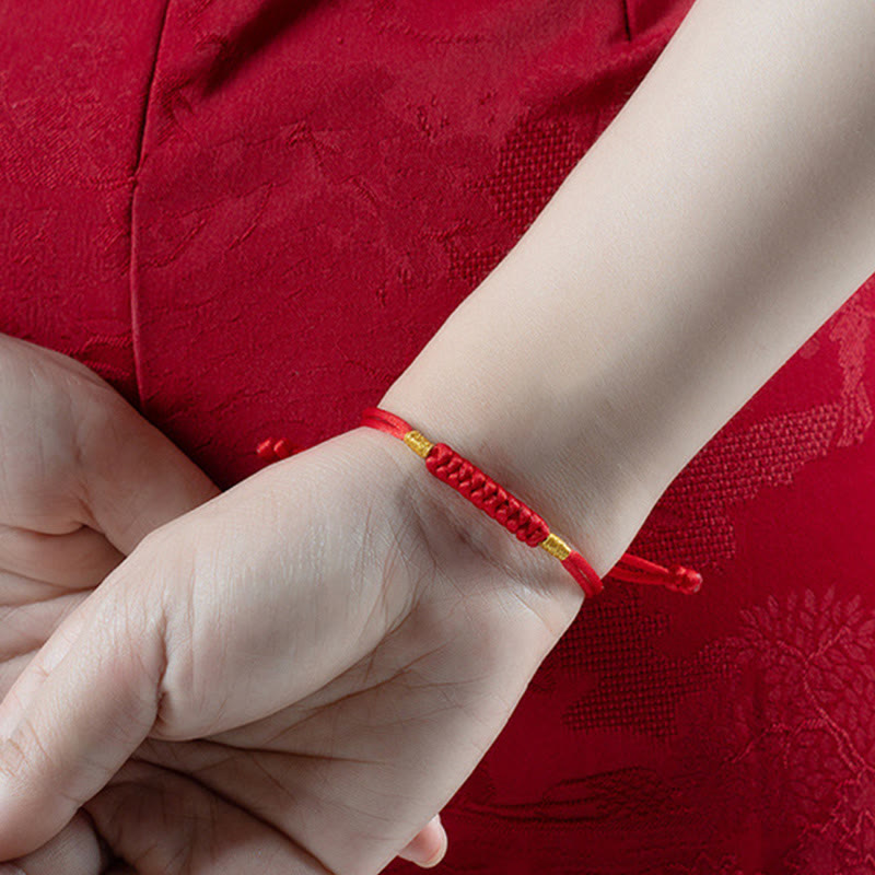 Buddha Stones ręcznie plecione z czerwonego sznurka Happy Knot Flat Knot kolorowa bransoletka z liny