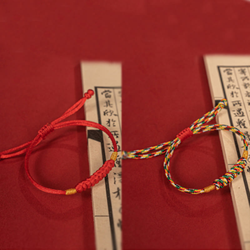 Buddha Stones ręcznie plecione z czerwonego sznurka Happy Knot Flat Knot kolorowa bransoletka z liny