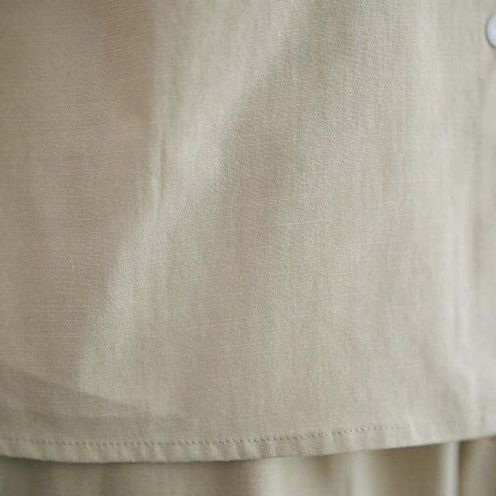 Buddha Stones 2 szt. Casual Jednokolorowe guziki Projekt Koszula z krótkim rękawem Spodnie z szerokimi nogawkami i kieszeniami Bawełniana odzież Zen Zestaw damski - image 25