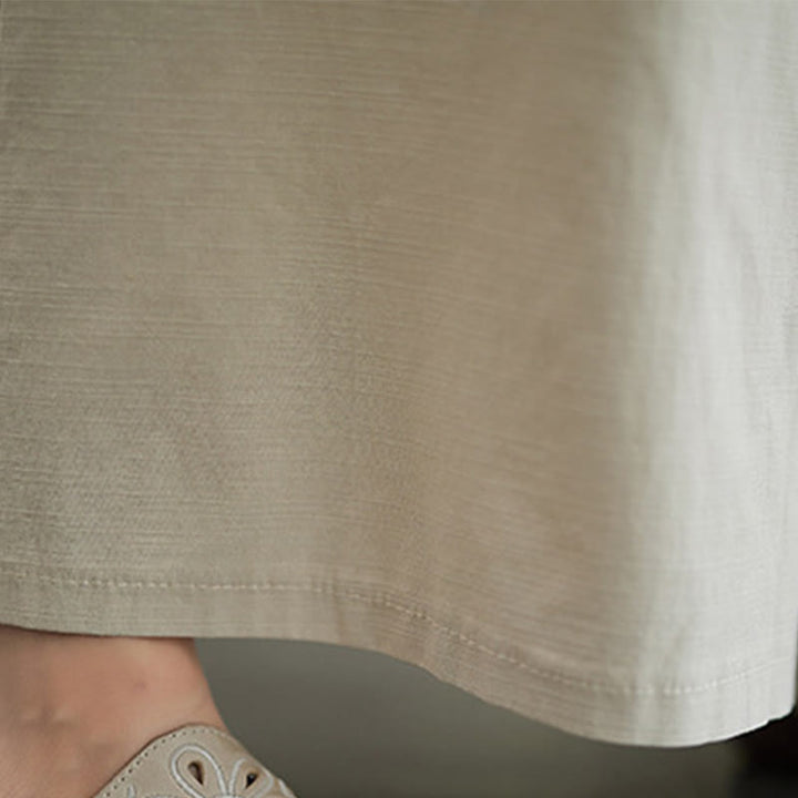 Buddha Stones 2 szt. Casual Jednokolorowe guziki Projekt Koszula z krótkim rękawem Spodnie z szerokimi nogawkami i kieszeniami Bawełniana odzież Zen Zestaw damski - image 28