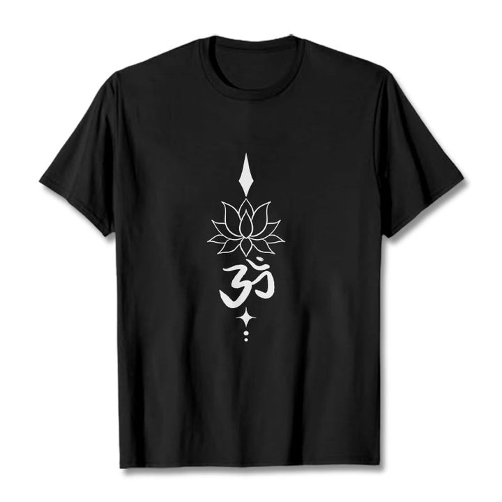Buddha Stones Om Symbol Lotosu Koszulka T-shirt - Czarny - 2XL - image 1