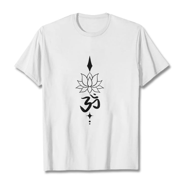Buddha Stones Om Symbol Lotosu Koszulka T-shirt - Biały - 2XL - image 8