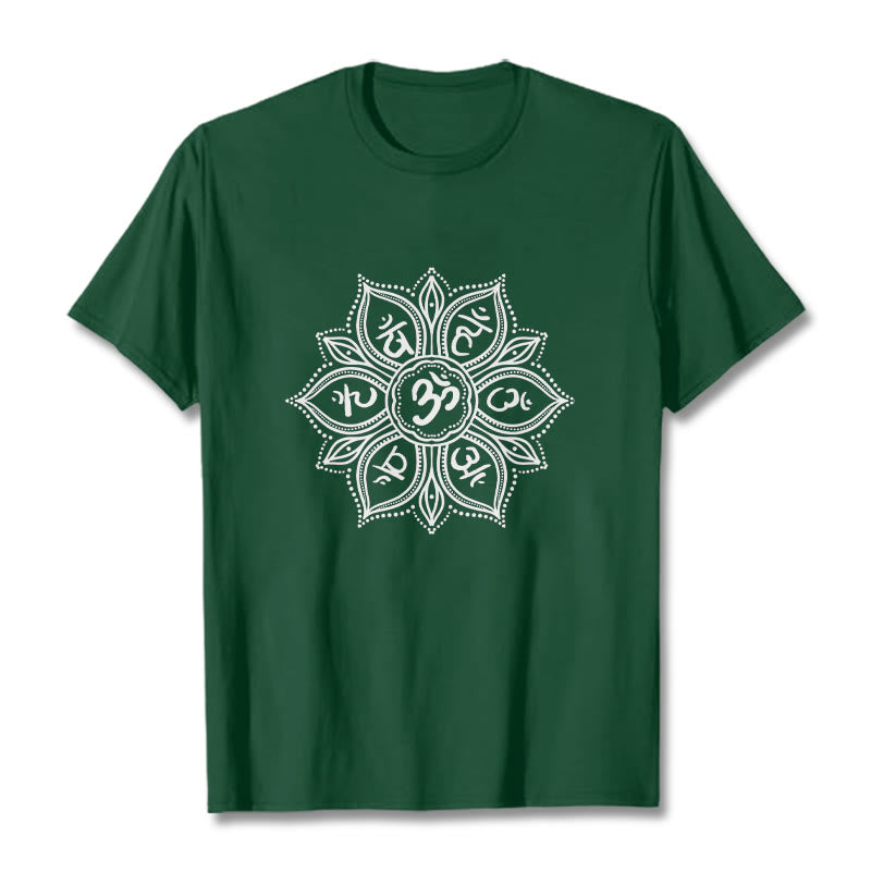 Buddha Stones Kamienie Mandala Kwiat Om Mani Padme Hum Mantra Tee - ForestGreen - 2XL - image 1