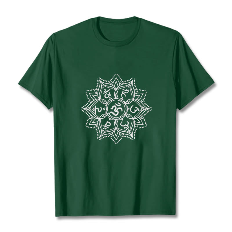 Buddha Stones Kamienie Mandala Kwiat Om Mani Padme Hum Mantra Tee T-shirt - ForestGreen - 2XL - image 5