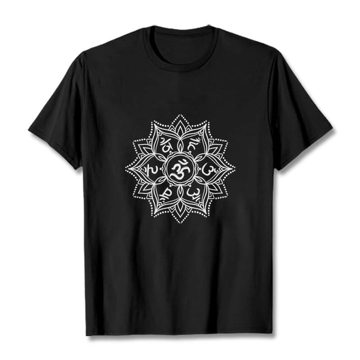 Buddha Stones Kamienie Mandala Kwiat Om Mani Padme Hum Mantra Tee T-shirt - Czarny - 2XL - image 7