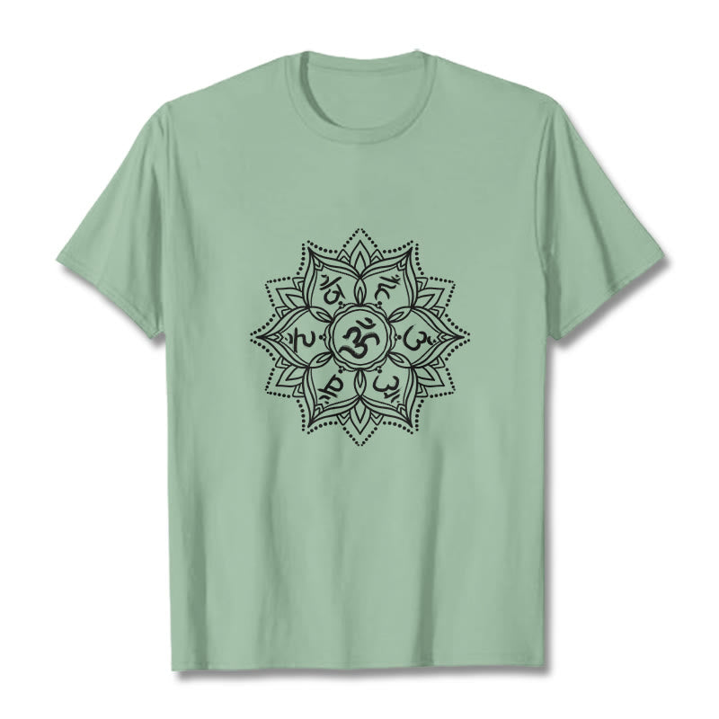 Buddha Stones Kamienie Mandala Kwiat Om Mani Padme Hum Mantra Tee T-shirt - PaleGreen - 2XL - image 15