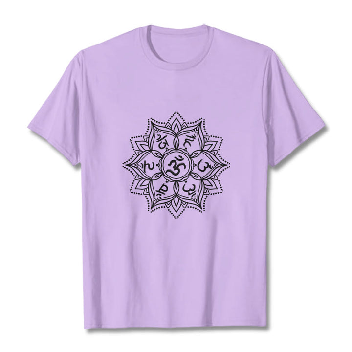 Buddha Stones Kamienie Mandala Kwiat Om Mani Padme Hum Mantra Tee T-shirt - Śliwka - 2XL - image 17