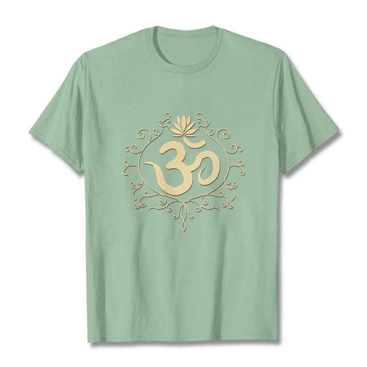 Buddha Stones Om Symbol Vines Kwiat Lotosu Koszulka T-shirt - PaleGreen - 2XL - image 19