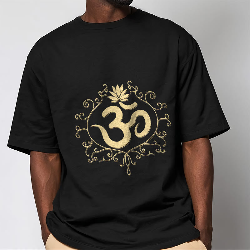 Buddha Stones Om Symbol Vines Kwiat Lotosu Koszulka T-shirt - image 2