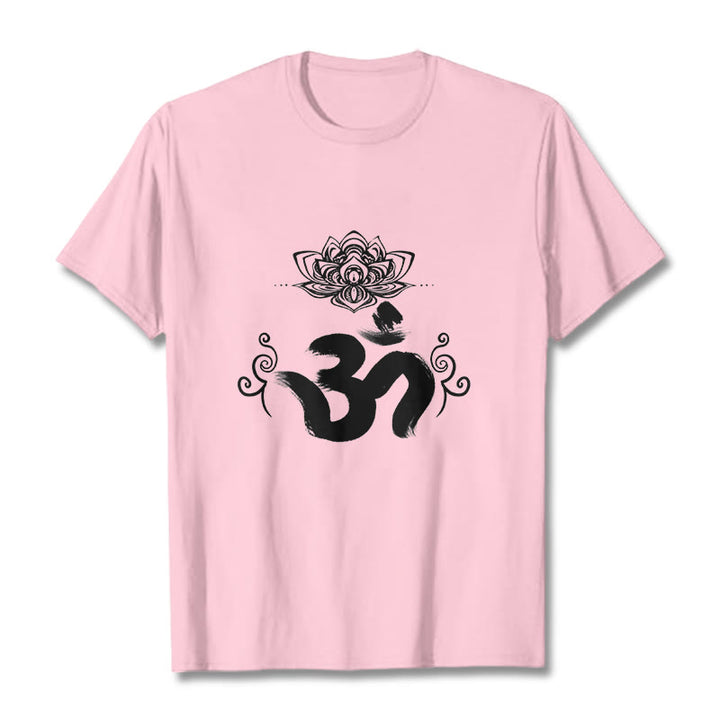 Buddha Stones Om Symbol Sanskryt Kwiatowy T-shirt - Jasnoróżowy - 2XL - image 15