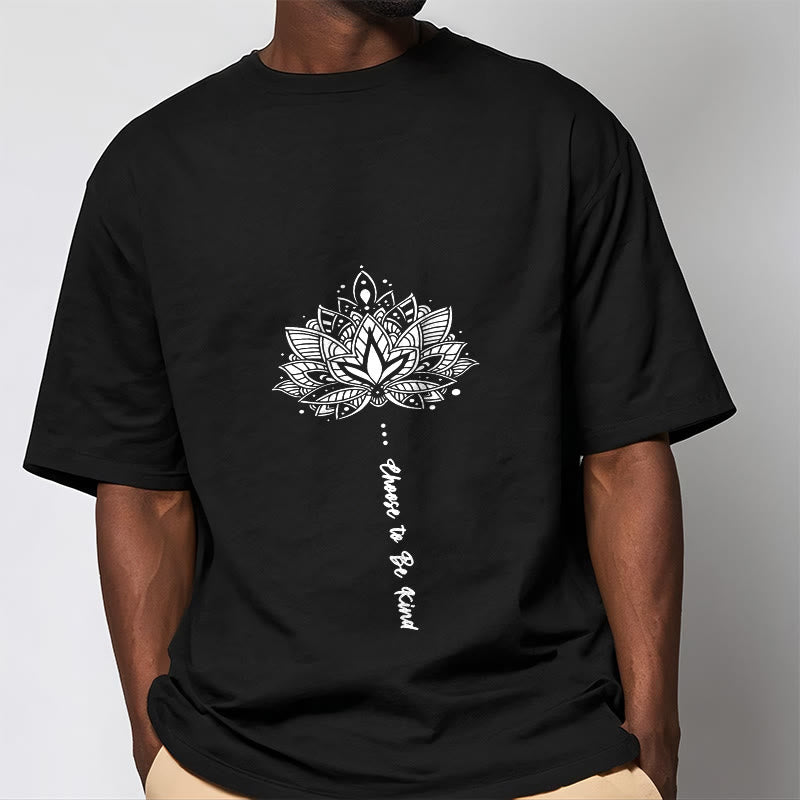 Buddha Stones Wybierz Bycie Miłym Koszulka z Geometrycznym Kwiatem - image 5