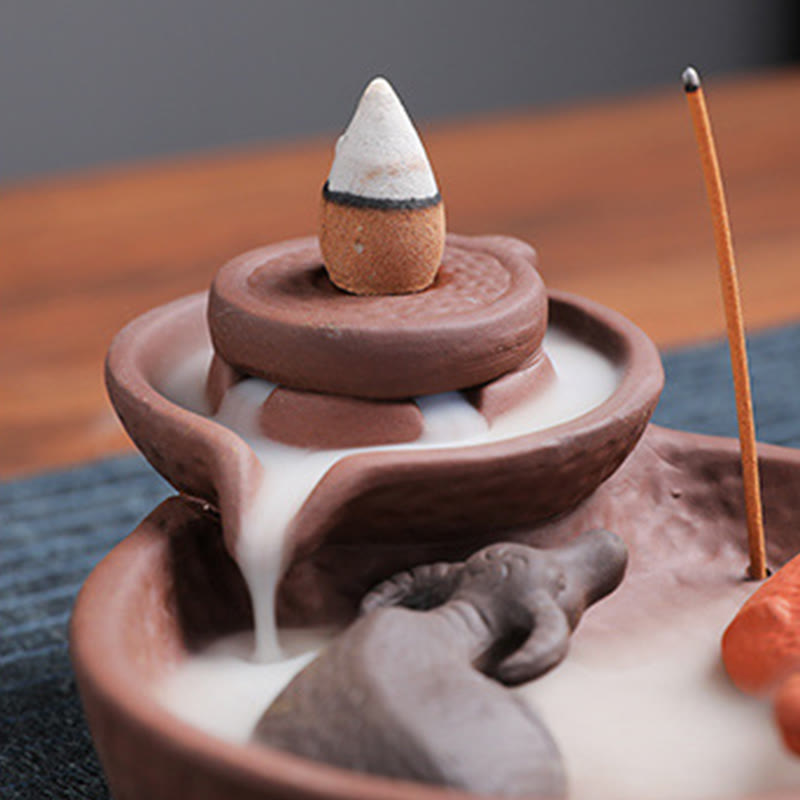 Buddha Stones Koi Wół Fioletowa Glina Ceramiczny Uchwyt Na Kadzidełka Uzdrawiający Kadzidło Palnik Dekoracja - image 4