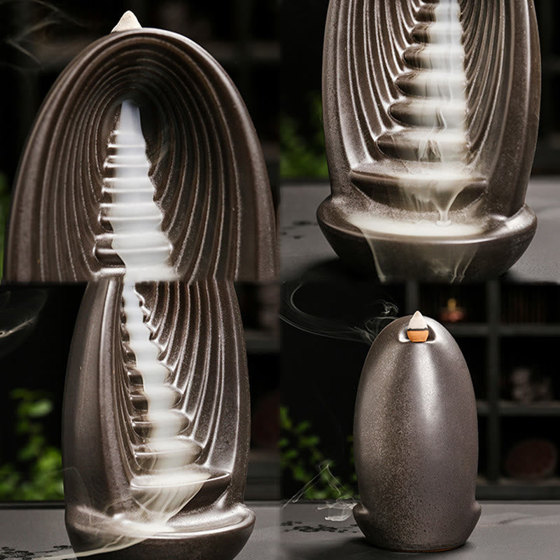 Buddha Stones Schody Góry Woda Ręka Buddy Ceramiczny Przepływ Dym Fontanna Medytacja Kadzielnica Dekoracja - image 2