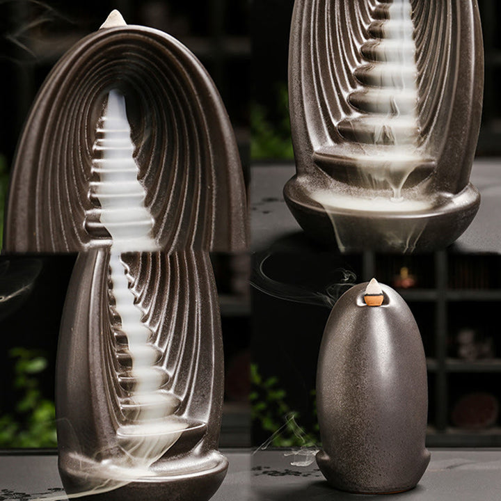 Buddha Stones Schody Góry Woda Ręka Buddy Ceramiczny Przepływ Dym Fontanna Medytacja Kadzielnica Dekoracja - image 2