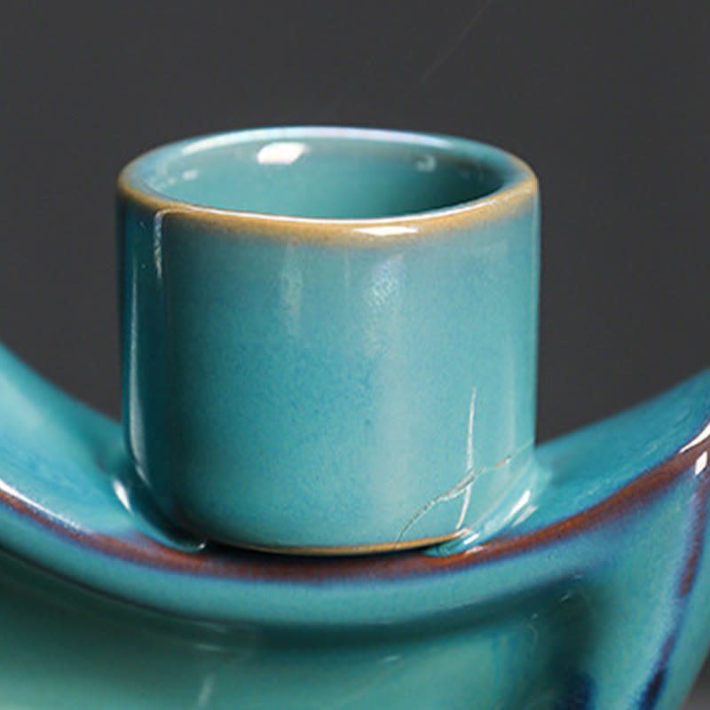 Buddha Stones Niebieski Półksiężyc Ceramiczny Dym Fontanna Medytacja Świecznik Kadzidło Palnik Dekoracja - image 12