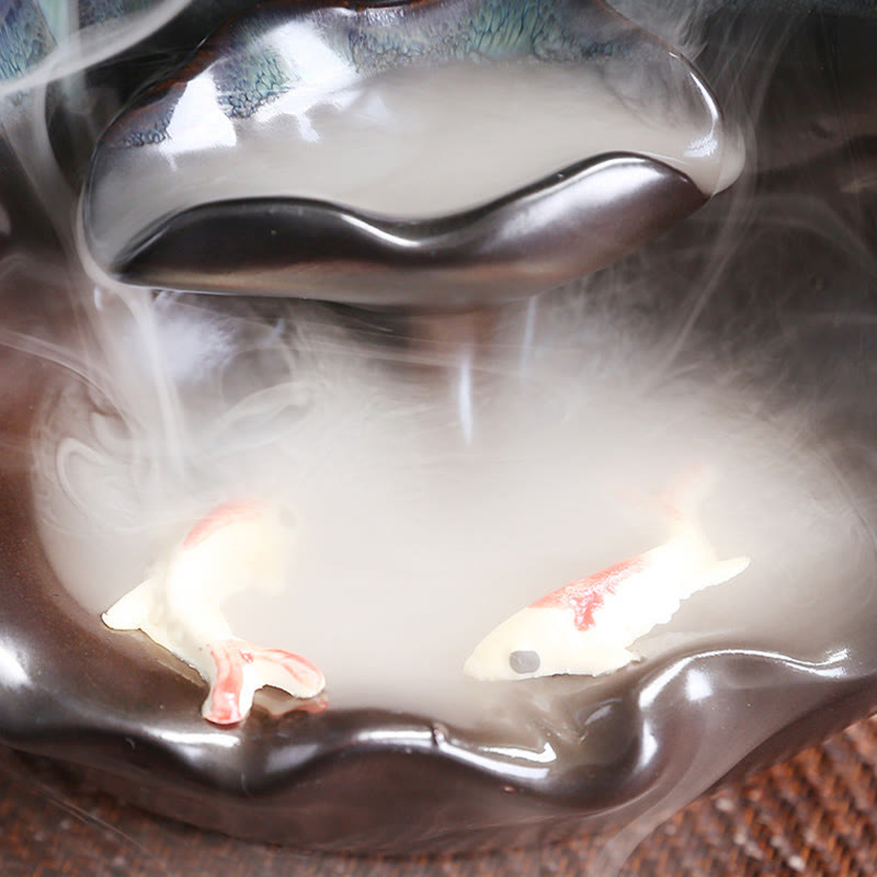 Buddha Stones Niebieski Lotos Liść Ceramiczny Dym Fontanna Cofania Duchowy Palnik Kadzideł Dekoracja - image 9