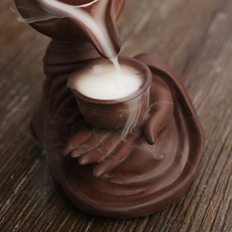 Buddha Stones Buddy Trzymająca Czajnik Filiżanka Ceramiczna Fontanna Dymna Z Cofaniem Uzdrawiająca Kadzielnica Dekoracja - image 19