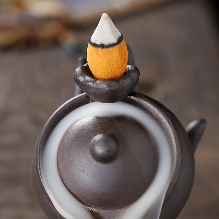 Buddha Stones Buddy Trzymająca Czajnik Filiżanka Ceramiczna Fontanna Dymna Z Cofaniem Uzdrawiająca Kadzielnica Dekoracja - image 8